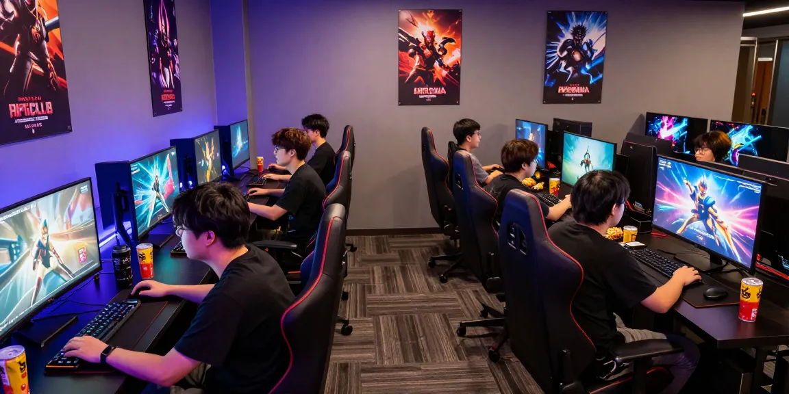 Players enjoying multiplayer games in a vibrant hitclub gaming lounge.