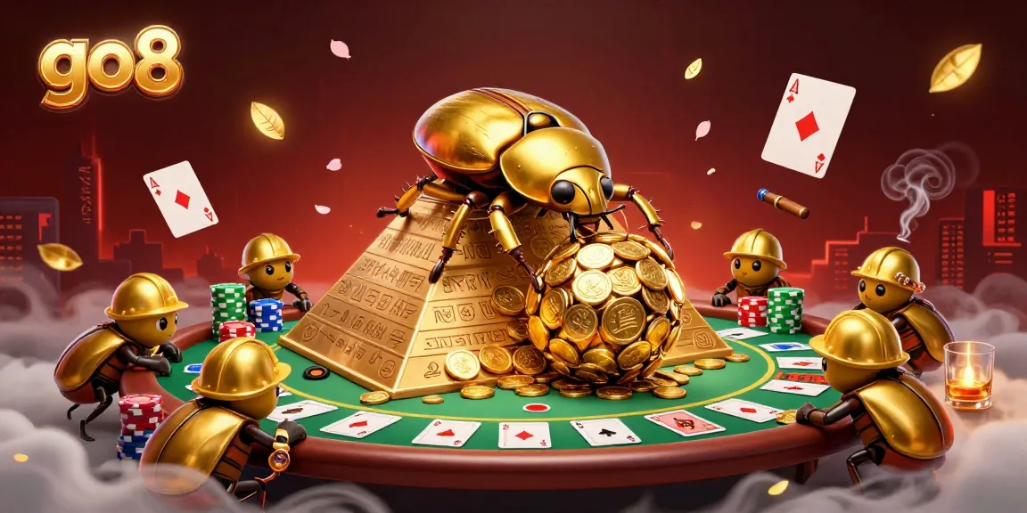 Join the excitement at go8 with thrilling casino gameplay showcasing golden coins and vibrant poker elements.